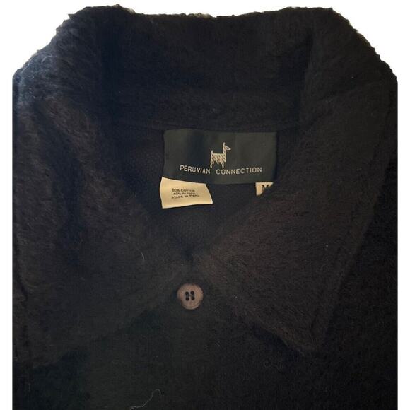 Peruvian connection Black alpaca cotton collared blazer sweater Shacket medium - Picture 8 of 10